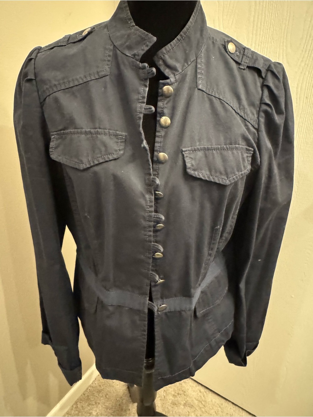 Ann Taylor Loft Vintage Military-Style Women's Button Front Jacket - Navy